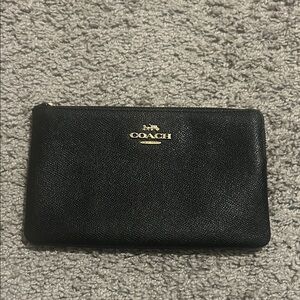 Coach Black Leather Pouch slim wallet *as-is